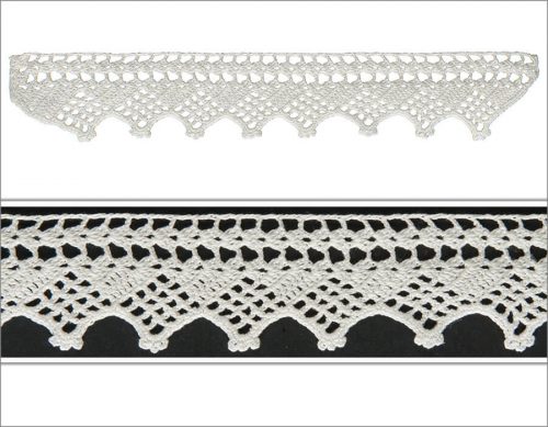 On the top part of the model anther motif is made as a decorative design with double crochet technique. The bottom part of the model is filled triangle shapes and diamond motifs are crocheted.