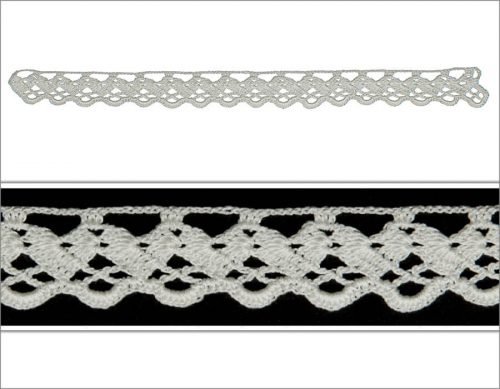Lace is crocheted as 3 rows on top of each other. Triple filling, chain, single crochet and double crochet techniques have been used.