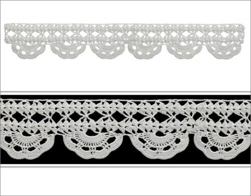 It is crocheted as two rows. On the top part, a decorative strip crocheted as anther motifs is created. The bottom part of the model is designed as half of circles that are alike loop motifs.