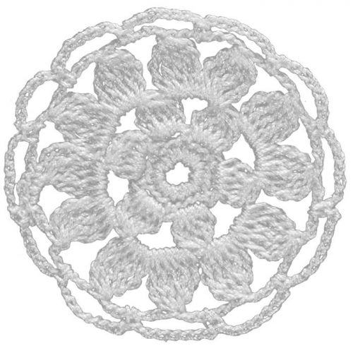In the center six leaves and around the that twelve leaves are crocheted. Tiny slices are crocheted for the round edges of the model.