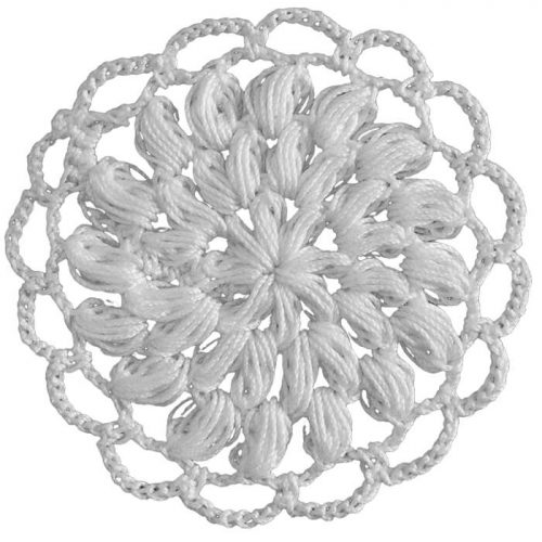 As the round shape, the model is crocheted with voluminous fillings inside. The round edge of the model is crocheted as curved slices.