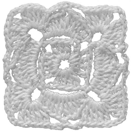 The middle part and the overall model is crocheted as square. Also inside another 4 leaves motif is crocheted.