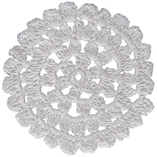 The model is crocheted as a round shape. Four circular layers are created and the edge is made with tiny fillings.