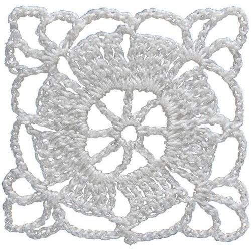 As the round look inside, the model is crocheted as a square shape. Square form is created with the corner design.