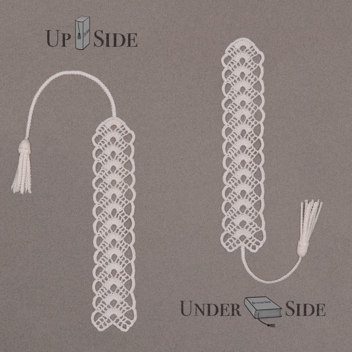 Sunrise Figured Crochet Bookmark With Long Eaves Tassel Blanch