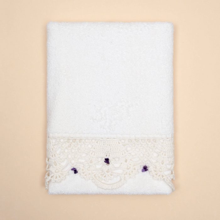 Decorative Hand Towel With Basket Motif Folded Shot