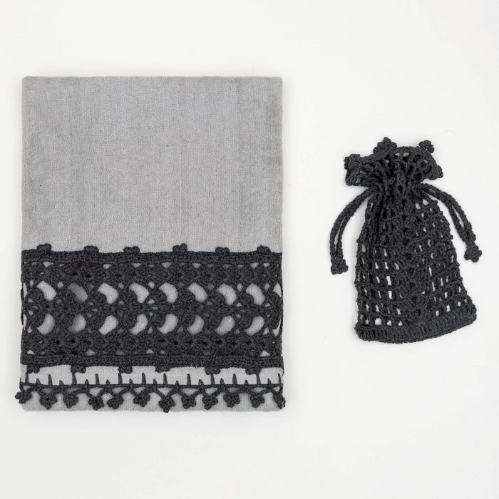 Decorative Handmade Towel And Crochet Soap Save Set Together