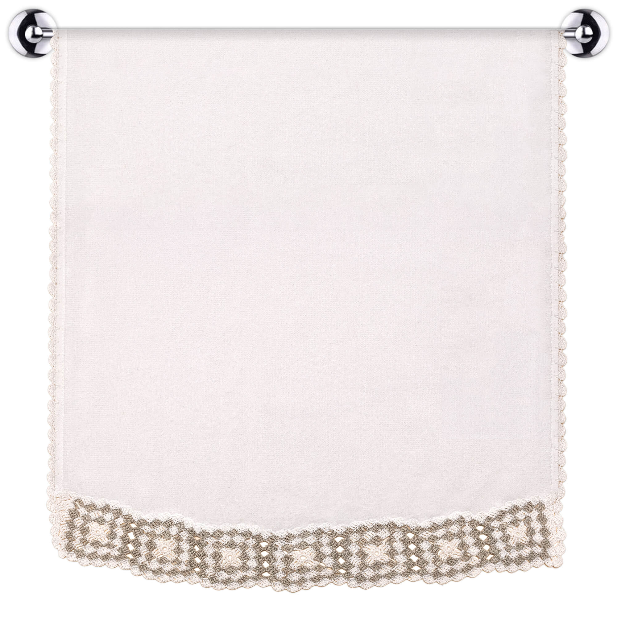 Hand Towel With Checkered Motif Crochet and Edge Work - Valery