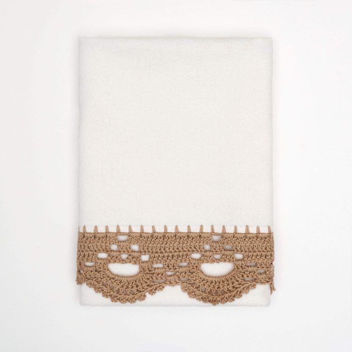 Wavy Crocheted Decorative Hand Towel With Edging Work Folded Shot