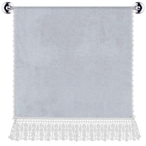 Light Purple Color Bamboo Towel With White Crochet Design