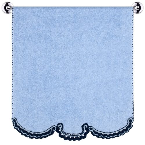 Blue Cotton Towel With Crocheted Corners Main Image