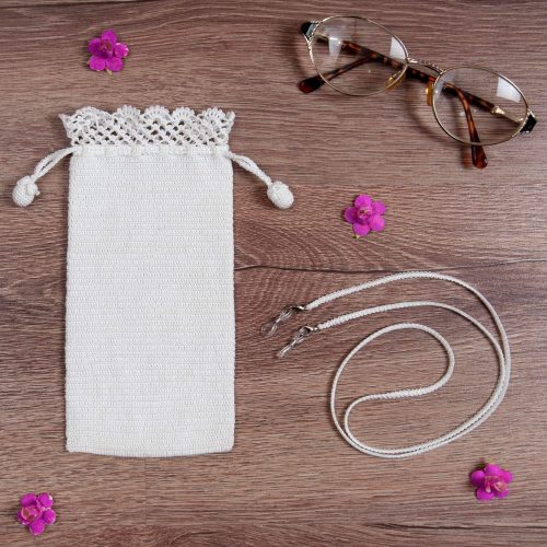 Crochet Case With Smooth Body Surface and Glass Strap Set