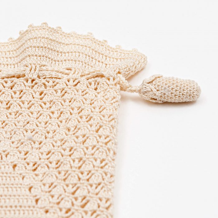 Crochet Eyeglass Pouch With Rhombus Motif Tassel Angle Shot