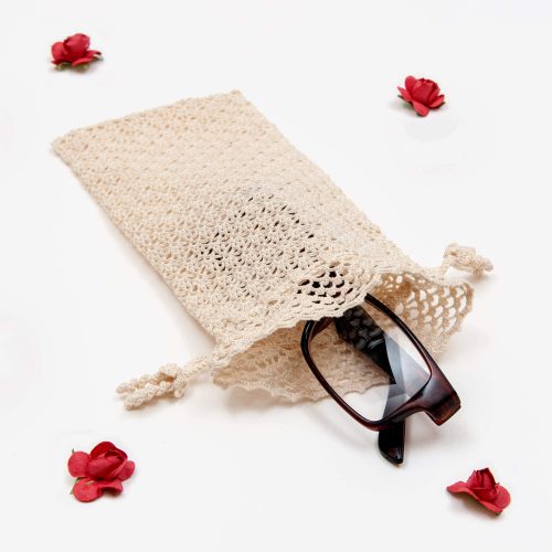 Crochet Eyeglass Pouch With Textured Body Model Shot