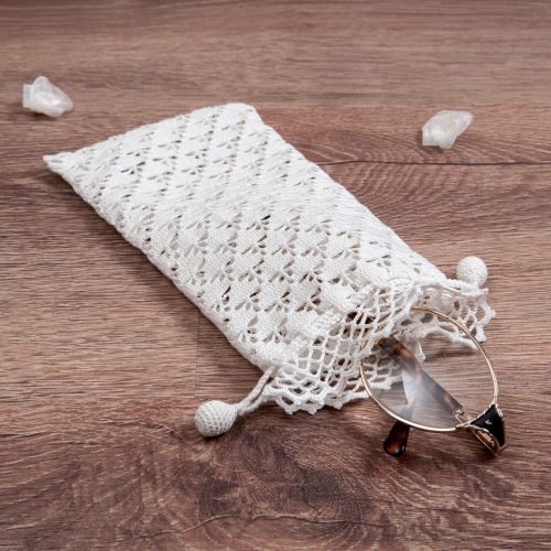 Crochet Glasses Pouch With Triangle Motifs on The Body Angle Shot