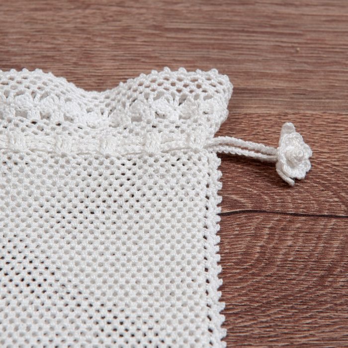 Crochet Soft Case With Flower Tassels Right Tassel Detail