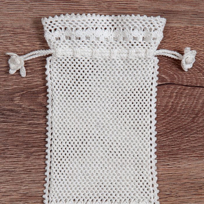 Crochet Soft Case With Flower Tassels Upper Side of The Body