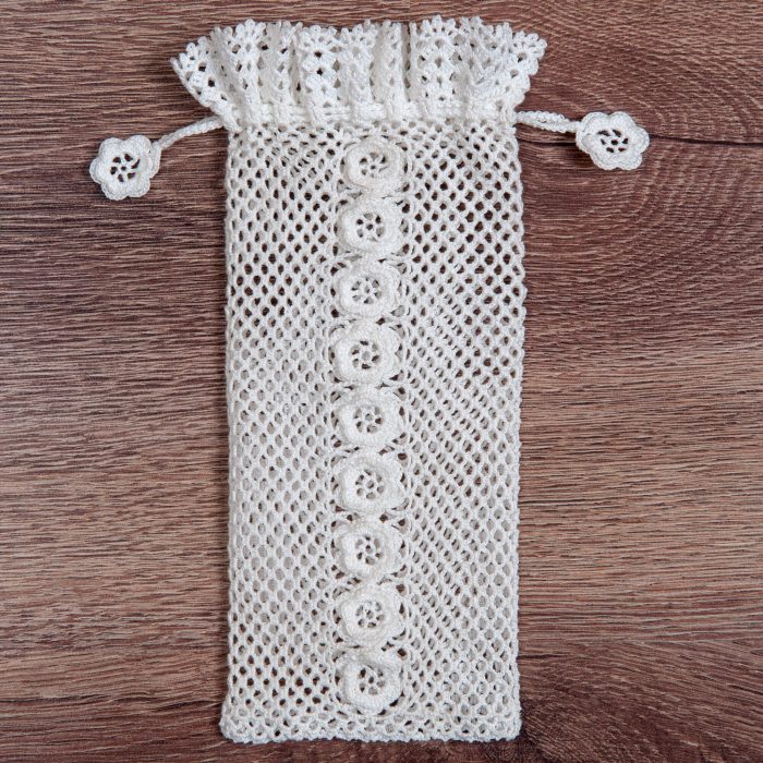 Crochet Soft Pouch With Flower Motifs on The Body Open Shot
