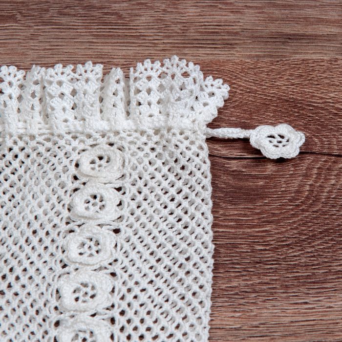 Crochet Soft Pouch With Flower Motifs on The Body Tassel Detail