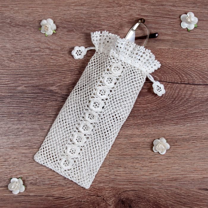 Crochet Soft Pouch With Flower Motifs on The Body Whole Shot