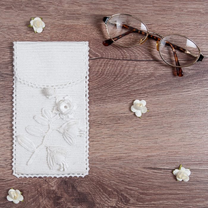 Glasses Flap Pouch With 3D Flower Body