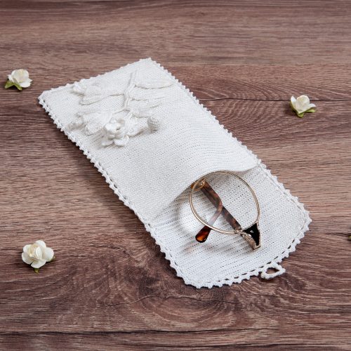 Glasses Flap Pouch With 3D Flower Body Angle Shot