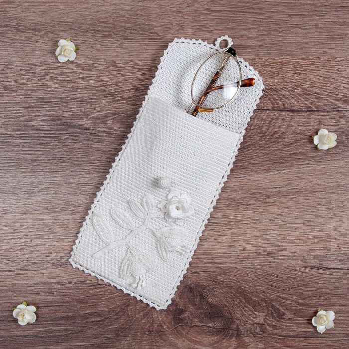 Glasses Flap Pouch With 3D Flower Body Shot