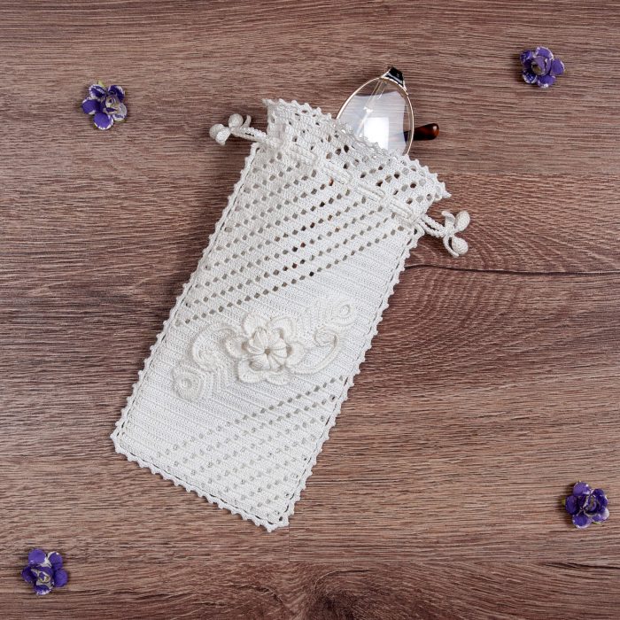 Handmade Crochet Soft Case With 3D flower Shot