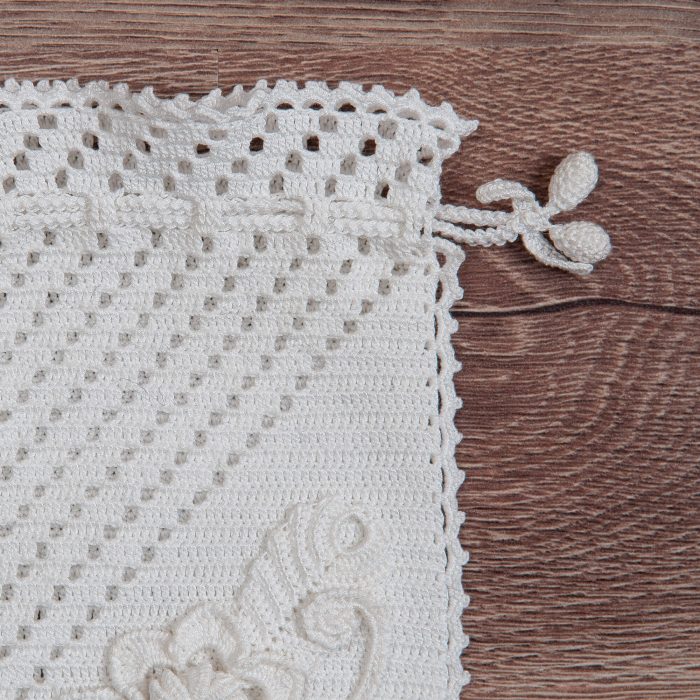 Handmade Crochet Soft Case With 3D flower Tassel Close Detail Shot