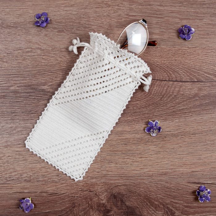 Handmade Crochet Soft Case With Diagonal Line Texture On The Body