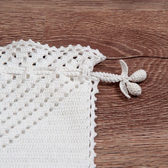 Handmade Crochet Soft Case With Diagonal Line Texture On The Body Tassel Detail