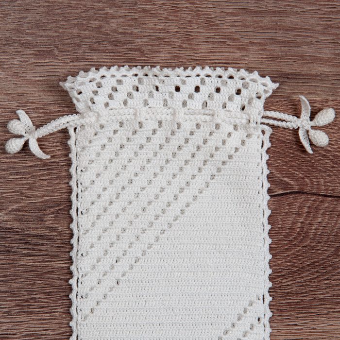 Handmade Crochet Soft Case With Diagonal Line Texture On The Body Upper Shot