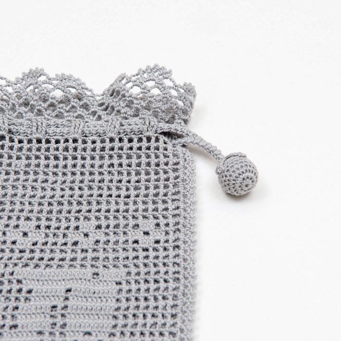 Gray Case With Personalized Crochet Monogram Tassel Shot