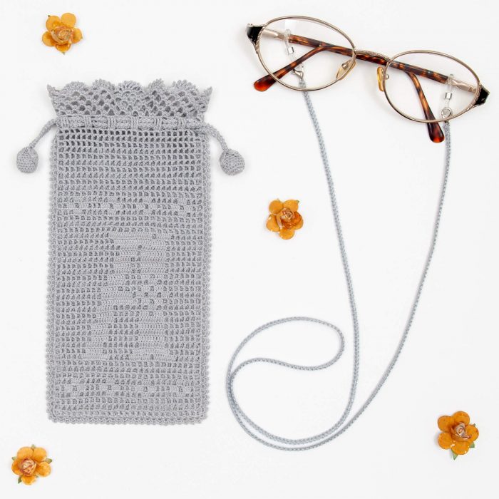 Gray Case With Personalized Crochet Monogram and Glass Strap Seti Alternative Shot