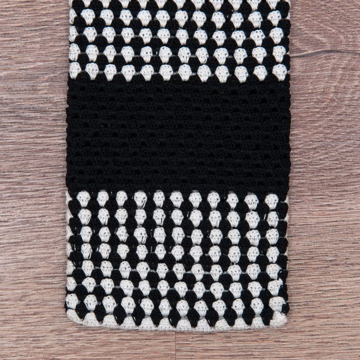 Handmade Crocheted Bicolor Case With Spotted Textured Bottom Body Shot