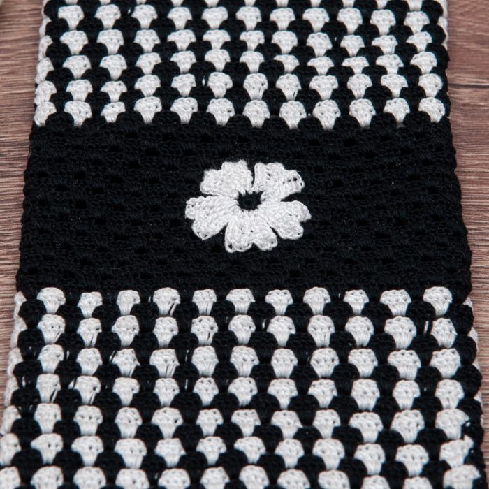 Handmade Crocheted Bicolor With Spotted Textured Case With Tiny Flower Body Flower Shot