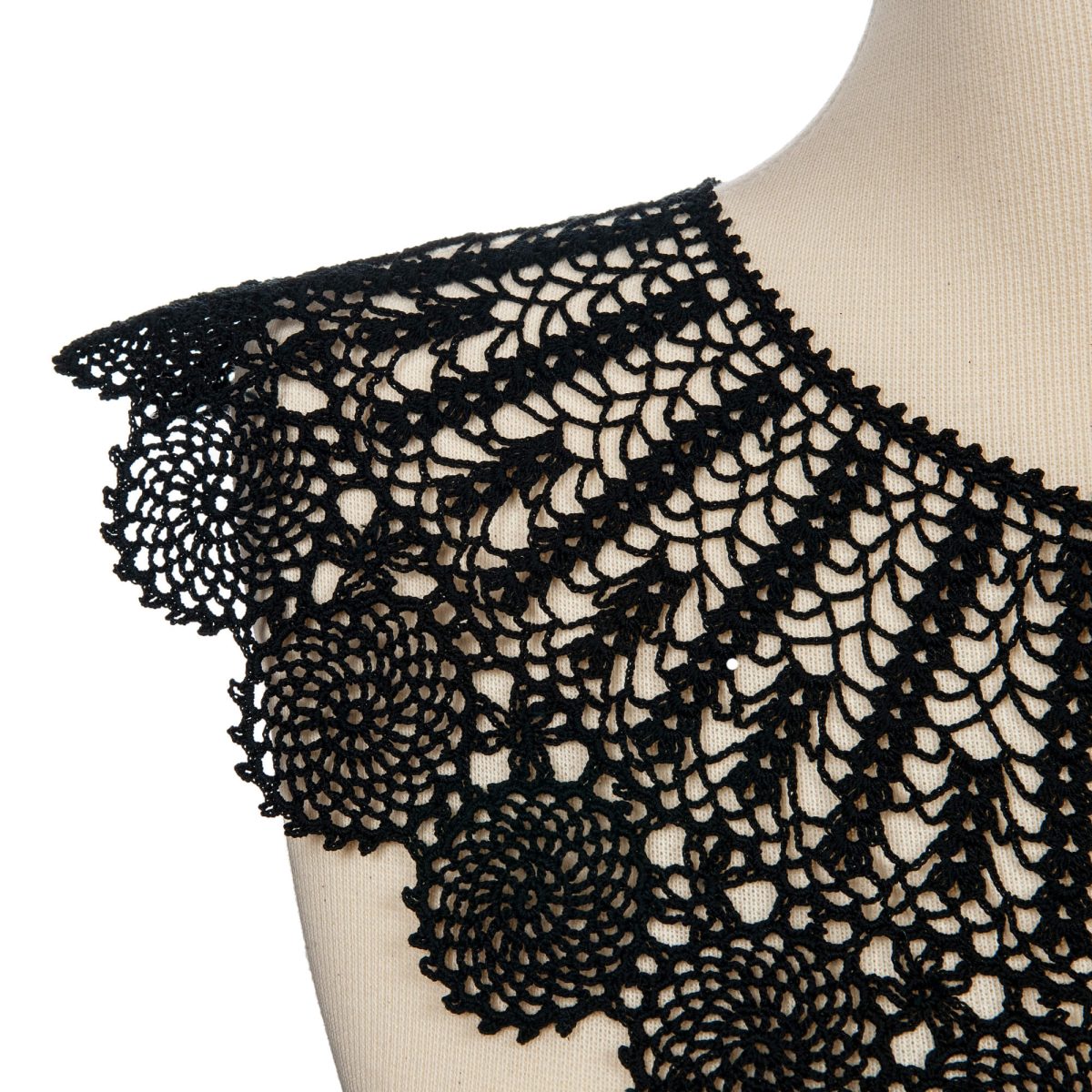 Vintage Style Detachable Handmade Black Crochet Peter Pan Collar ...