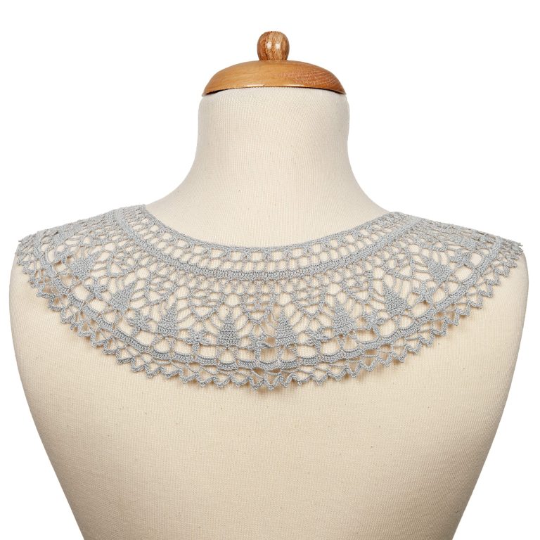 VINTAGE 60s 70s BLUE WHITE POLKADOT PETER PAN COLLAR CROCHETED SHIFT DRESS 6 8