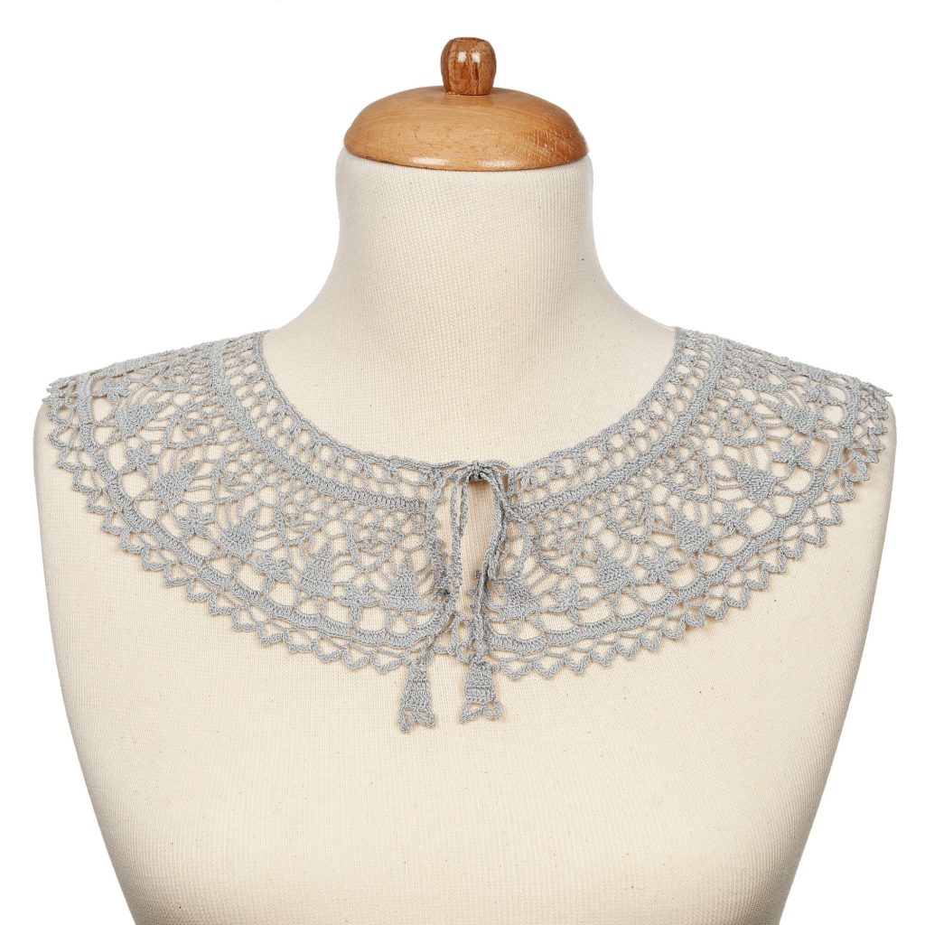 Vintage Style Classic Gray Crochet Peter Pan Collar Valery Accessory