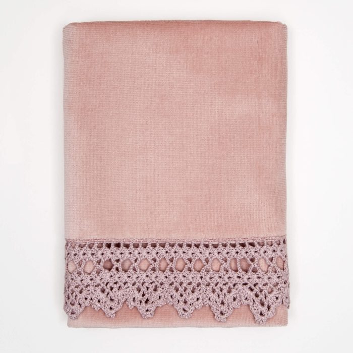 Powder Color Crochet Face Hand Vintage Style Towel Folded Shot