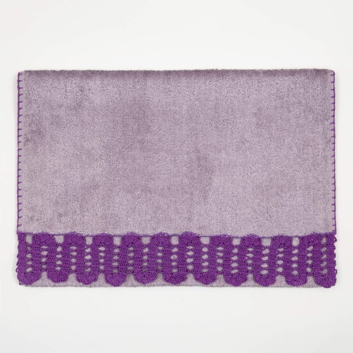 Purple Bamboo Face Hand Crocheted Towe Horizontal Folded Shot