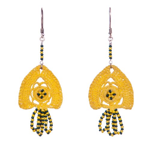 Dangle Earrings With Hybrid Yellow Crochet Beading Earrings