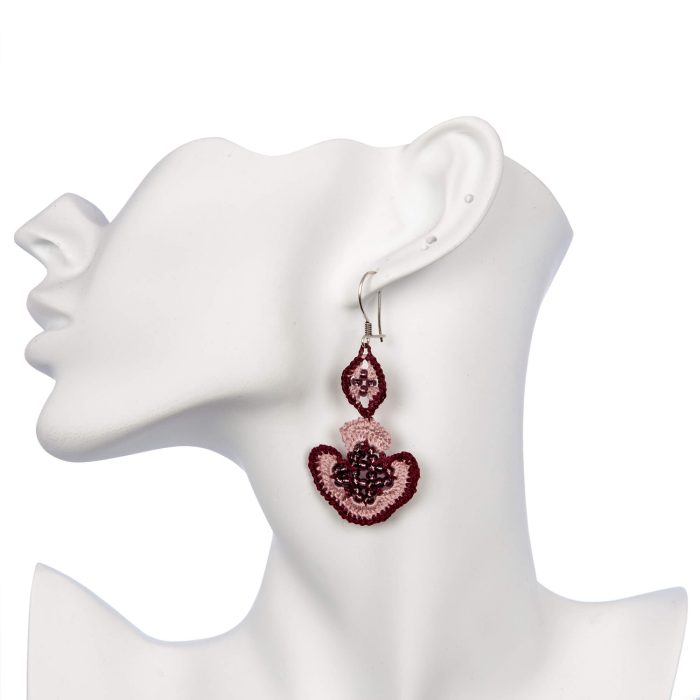 Handmade Crochet Heart and Oval Jewelry with Beading Crochet Jewelry Prob Close Side Shot