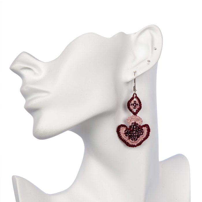 Handmade Crochet Heart and Oval Jewelry with Beading Crochet Jewelry Prob close Side Angle Shot