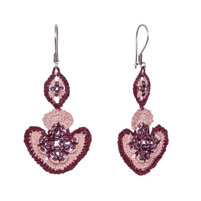Handmade Crochet Heart and Oval Jewelry with Beading Crochet Jewelry Side Shot