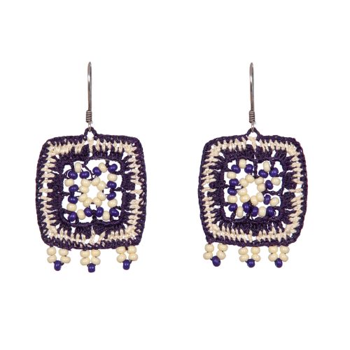 Handmade Square Bohemian Earrings with Beaded Tassels Handmade Jewelry For Women