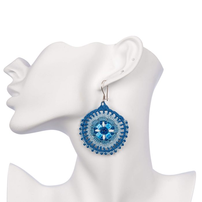 Jewelry Crochet and Beaded Earrings Handmade Jewelry For Women Handmade Gifts Close Head Shot