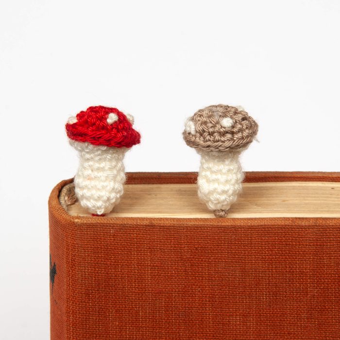 Cottagecore Handmade Crochet Mushroom Bookmark Gifts For Book Lovers Book Shot Front