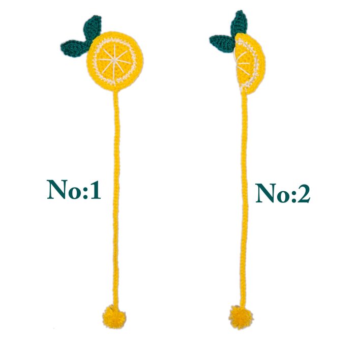 Cottagecore-inspired Crochet Lemon Slice Bookmark with Pom-Pom Tassel Size