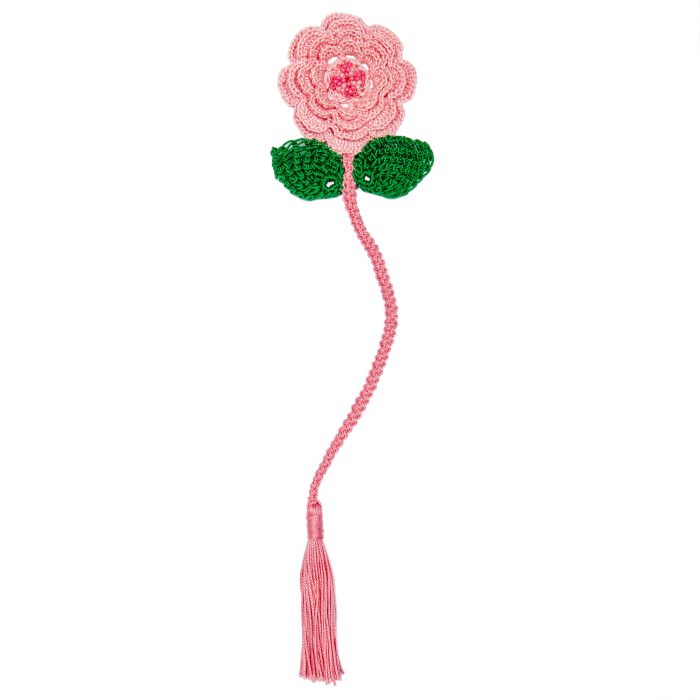 Four Layered Pink Crochet Flower Bookmark